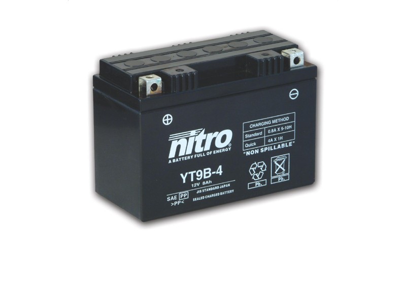 AKOMULATOR - BATERIJA NITRO YT9B-4 12V-8Ah d150 x š70 x v105 mm LEVO+
